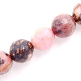 Malahill Faceted Gemstone Beads for Jewelry Making, Sold per Bag 5 Strands Inside (Black Stripe Rhodonite, 8mm)