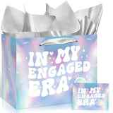 Engagement Gift Bag Engagement Gift Wrapping Paper Bag In My Engaged Era Gifts Bag with Tissue and Greeting Card Engaged Gift Ba