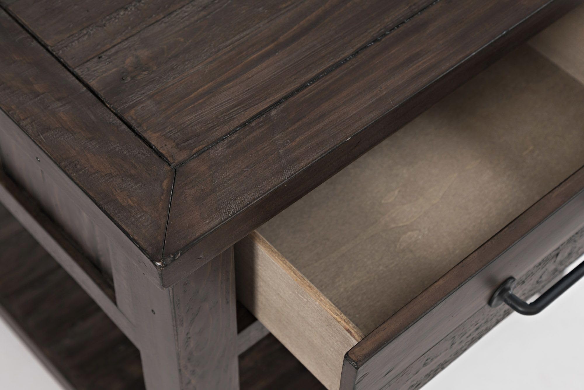 Jofran Madison County Reclaimed Solid Wood Rustic Farmhouse Harris End Table With Drawer And Shelf, Barnwood Brown