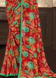 Gosriki Women'S Printed Semi Georgette Saree With Blouse (Apne-Red-Gs_Red),Red,,B0BM9SHWVY
