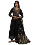 Libas Black Viscose Rayon Yoke Design Kurta Sets For Women