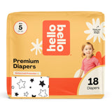 Hello Bello Diapers, Size 5 (27 lbs) Superstars, 18 Count of Premium Disposable Baby Diapers, Hypoallergenic with Soft, Cloth-Li