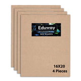 Eduway 16X20 Inch Mdf Board Wood Sheet For Mandala , Lippan, Resin Art & Craft, 4Mm Thick, Pack Of 4 - Premium Cardboard Materia