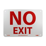 NMC M199R Fire Sign, Legend NO EXIT, 10 Length x 7 Height, Rigid Plastic, Red on White