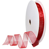 Morex Organdy Ribbon, Sheer, 5/8 inch by 100 Yards, Rose Red