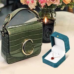 NuAngela Pendant Box, Jewelry Gift Box For Necklace Bracelet, PU Leather Display Case For Ceremony, Engagement, Wedding, Proposa