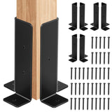 8Pcs Adjustable Post Anchor Brackets, Heavy Duty Half Column Black Support Base for Wood Fence Pergola Railing, Fit 1.5x1.5, 2x2