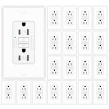 20 Pack 15 Amp GFCI Outlet, Self-Test Ground Fault Protector with LED Indicator, Tamper Resistant GFI Electrical Receptacle, ETL