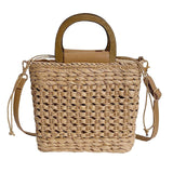 Snappsy Straw Woven Handbag Handwoven Casual Bags Wallet For Dances Vacation Parties Khaki