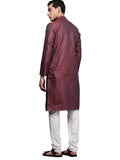 Manyavar Kurta Set For Men, Full Sleeves Mandarin Collar Ethnic Kurta Set For Diwali, Wedding, Party Blended Viscose (Pink, Xl)