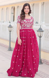 Wedani Faux Georgette Embroidered Work Anarkali Kurta Set For Women (In Alpha L Regular Pink),PINK,L,Georgette,anarkali,