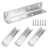 Redunest L Bracket, Heavy Duty Corner Brace, 4 Pack 5.51 Metal Shelf Bracket Angle Bracket for Shelves, Polished Silver Stainles