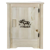 Montana Woodworks Homestead Collection Accent Cabinet With Laser Engraved Moose Design, Right Hinged, Clear Lacquer Finish