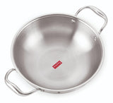HAZEL Triply Stainless Steel Kadhai 5.8L | TriPly Body Kadhahi | Induction Base Kadai, 3Ply Wok Kadai for Gas & Induction Cook