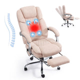 HOMREST 4-Point Massage Office Chair with Footrest, Heated Executive Office Chair with Reclining Backrest, Velvet Ergonomic Comp