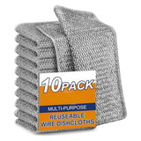 Sparklinehome NonScratch Wire Dish Scrubber Cloths (Pack of 10) Reusable Steel Mesh Dishwashing Scrub Pads for Utensils, Cook