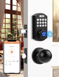 Tinewa Fingerprint Door Lock with 2 Door Knobs - Keyless Entry Door Lock with Handle, Electronic Keypad Deadbolt Smart Front Doo