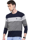 ADRO Men's Stylish Cotton Full Sleeve T-Shirt (FR3-M-4ST-NB_Navy_M),Multi Colour