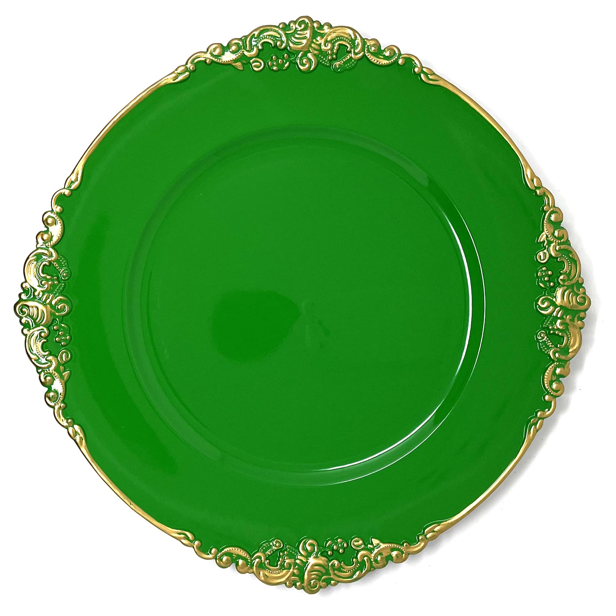 allgala 13-Inch 6-Pack Heavy Quality Round Charger Plates-Floral Green-HD80387
