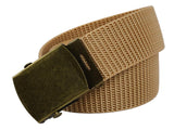 Lex Tavis Nylon Canvas Web Belt Military Style With Antique Metal Buckle And Tip For Men & Boys. (Beige Color)