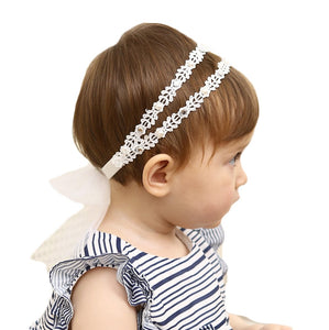 DANMY Baby Girl Super Elastic Headband,Cotton Lace Toddler Hair Band,Infant Soft Turban Hair Accessories Set
