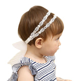 DANMY Baby Girl Super Elastic Headband,Cotton Lace Toddler Hair Band,Infant Soft Turban Hair Accessories Set