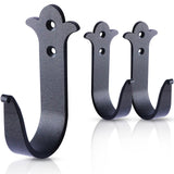 Decorative Iron Hooks, Black Wall Mounted Hooks Heavy Duty Rustic Metal Hanger for Hanging Coats, Hats & Bags, Rustic Towel, Key