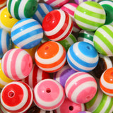 ANCADN 20mm Acrylic Beads Color Stripe Round Bead Chunky Bubblegum Beads for DIY Jewelry Making (Stripe)