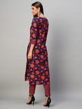 Gosriki Women'S Cotton Blend Straight Printed Kurta With Pant (Cat Maroon-Kbv-Gs_L_Maroon_Large),Maroon,,B0CNLZ5H9R