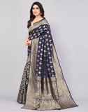 Sugathari Womens Banarasi Saree Pure Kanjivaram Silk Saree Soft New Ladies 2023 Design Wear Pattu Sarees Latest Cotton Party Sari Collections With Blouse Piece For Wedding Sadi (Pari 161 N Blue)