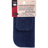 Dritz Denim, Assorted Sizes, 4 Count, Dark Blue IronOn Patches