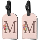Deokke 2 Pack Luggage Tag Suitcase Tags Initial Letter Monogram Pu Leather Cover Aesthetic Cute Monogrammed Travel Bag Labels Fo