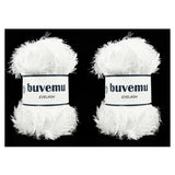 Buvemu Eyelash Fun Fur Yarn 100 Gram (3.53 Ounces) 175 Yards (160 Meters) (Optical White - 2 Skeins)