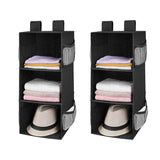 MAX Houser 3-Shelf Hanging Closet Organizers, Collapsible Closet Hanging Shelves for Camper, Nursery Hanging Organizers, Black, 