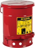 Justrite 6 Gallon Galvanized Steel Oily Waste Can, 16 x 12 Metal Oil Rag Safety Can with Quiet Foot-Operated Self-Closing Lid fo