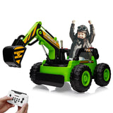 GarveeLife 12V 10Ah Kids Ride On Excavator Digger Car with Remote Control & 2x35W Electric Digging Arm, 4x75W Driving Motors, 36