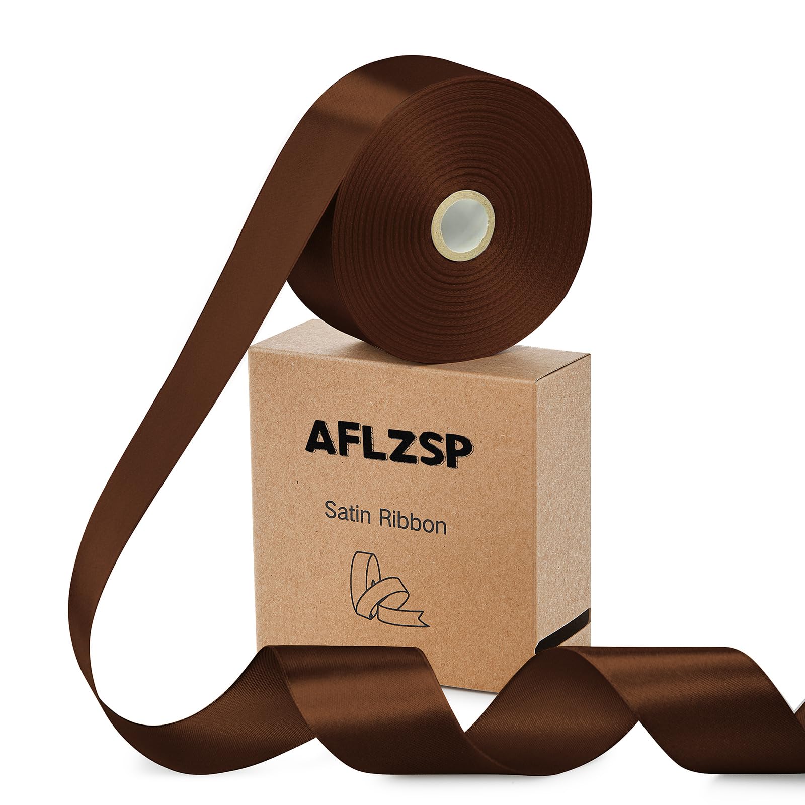 AFLZSP Ribbon for Gift Wrapping, Brown Satin Roll for Bows & Eternal Flower Making, Halloween Thanksgiving Christmas Decoration,