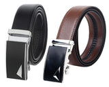 Zacharias MenS Faux Leather Belt (Asb5305_Black & Brown) (Free Size_Pack Of 2)
