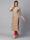 Gosriki Women'S Cotton Blend Straight Printed Kurta With Pant Set (Parjapati Cream-Gs_S_Cream_Small),Cream,,B0CK5WNY6X