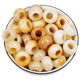 Nupuyai Pack of 30 Large Hole Stone Loose Beads for Jewelry Making, Polished Rondelle European Beads fit Charms Bracelet, Yellow
