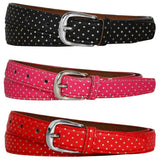 Sidewok Combo Of 3 Polka Dot Print Casual Sleek Belts For Women (SdwkGlblBBlkPnkRed)