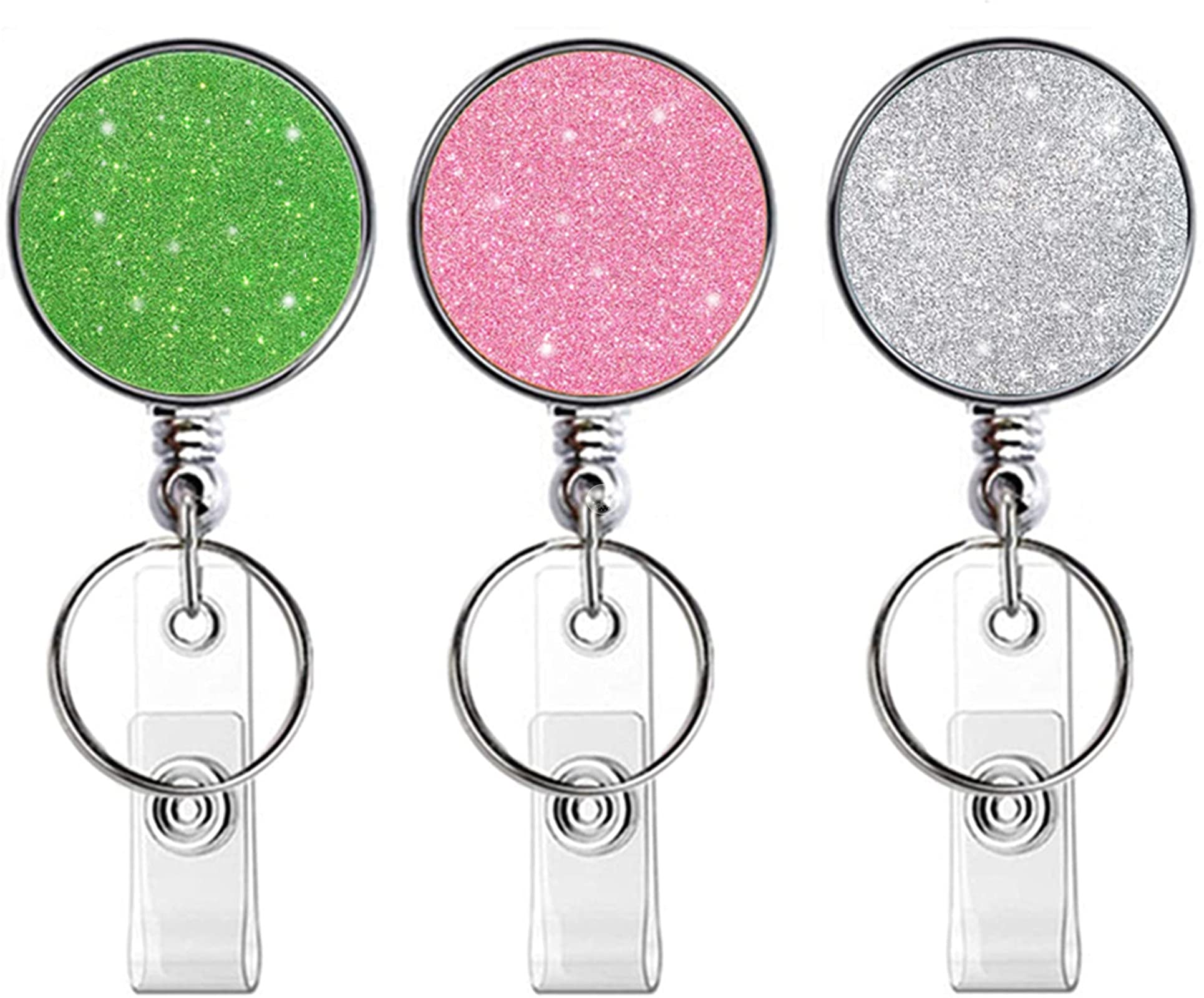 Boutilon Retractable Badge Holder, Badge Reels,Lightweight Plastic Badge Reel Card Holder Backing Belt Clip for Nurse,Volunteer,