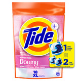 Tide Power PODs + Downy Laundry Detergent Pods, 18 Count, Soft Boosters + April Fresh