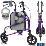 Vive Mobility 3 Wheel Walker - Three Wheeled Rollator for Seniors - Lightweight, Foldable, Narrow, Heavy Duty - for Elderly Men 