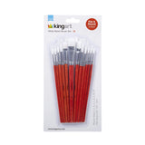 KINGART 22312 All Purpose 12 Pc. White Nylon Art, Craft & Hobby Brush Set, Assorted Sizes Round & Flat Paintbrushes, Short Hand