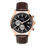 Timex Analog Watch For Man With Black Round Dial & Brown Leather Strap Band Water Resistant Men'S Wrist Watches - Tweg17612
