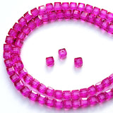 Chengmu 4mm Cube Glass Beads for Jewelry Making, Faceted Square Crytal Spacer Beads for Bracelet Necklace Earring, Rose Red 450p