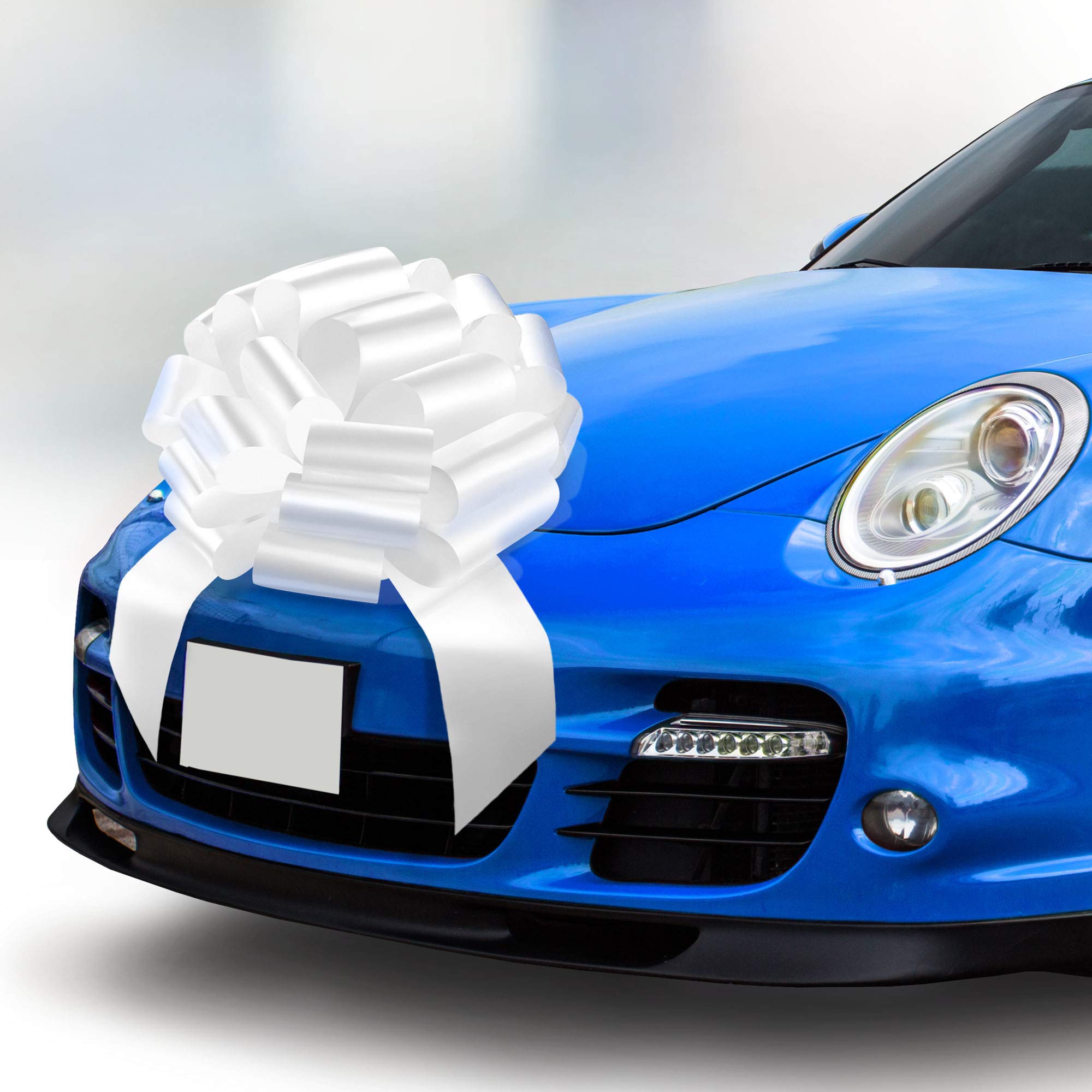 Mifflin-USA - Big Car Bow - Matte White, 18 Inch - Giant Gift Bow for Birthday, Christmas - Huge Car D cor