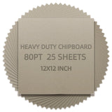 25 PC 12 x 12 Inch Sqaure Book Boards 80PT Binders Chipboard for Book Binding Scrapbook Covers Stencils Picture Frames 2MM