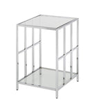 Convenience Concepts Mission Glass End Table, Clear Glass / Chrome